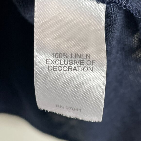 J Jill Womens Plus 4X Navy Blue 100% Linen Embroidered Floral Tunic Top V Neck - Picture 5 of 11